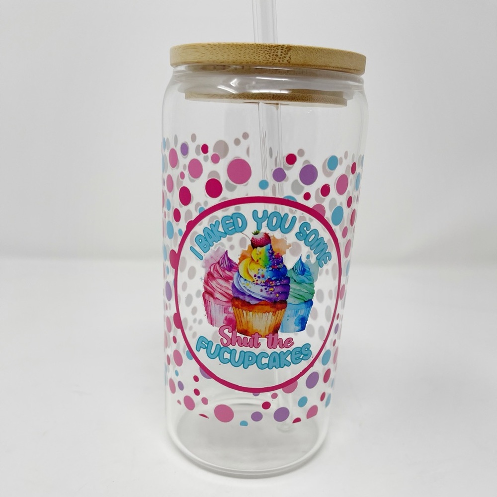 NEW! I baked you some shut the fucupcakes glass jar with bamboo lid 16 oz